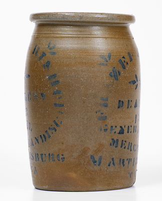 Rare MARTINSBURG, WV Stoneware Advertising Jar with Double-Sided Stencil