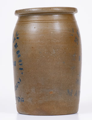 Rare MARTINSBURG, WV Stoneware Advertising Jar with Double-Sided Stencil