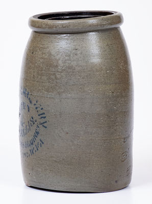 Rare WHEELING, West Virginia Stoneware Advertising Canning Jar