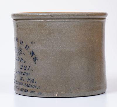 H. F. BEHRENS / WHEELING, W. VA Stoneware Advertising Cake Crock