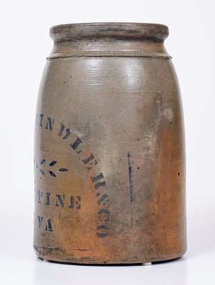 KNOTTS, SWINDLER & CO. / PALATINE, W. VA Stoneware Canning Jar