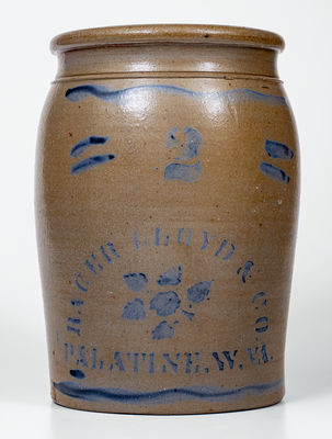 2 Gal. RAGER, LLOYD & CO. / PALATINE, W. VA Stoneware Jar