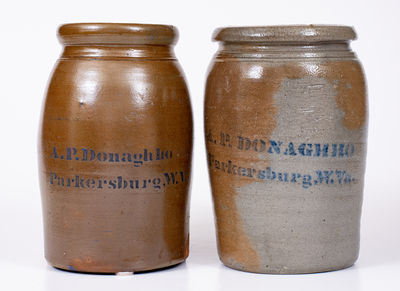 Lot of Two: A. P. DONAGHHO / PARKERSBURG, West Virginia Stoneware Jars