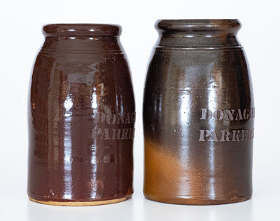 Lot of Two: A. P. DONAGHHO / PARKERSBURG, W. VA Albany-Slip Stoneware Jars