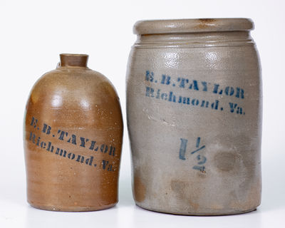 Lot of Two: E. B. TAYLOR / Richmond, VA Stoneware Jug and Jar