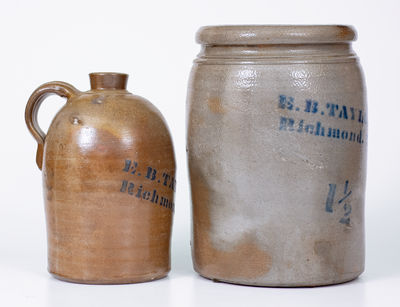 Lot of Two: E. B. TAYLOR / Richmond, VA Stoneware Jug and Jar