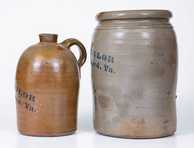 Lot of Two: E. B. TAYLOR / Richmond, VA Stoneware Jug and Jar