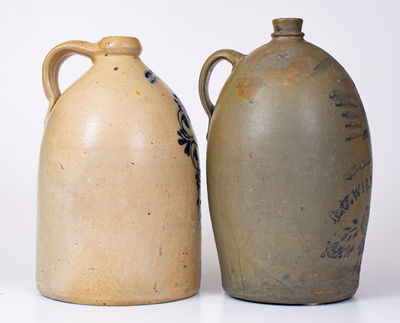 Lot of Two: Stoneware Jugs from WEST TROY, NY and NEW GENEVA, PA