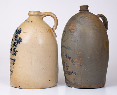 Lot of Two: Stoneware Jugs from WEST TROY, NY and NEW GENEVA, PA
