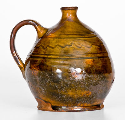 Exceptional Small-Sized Essex County, Massachusetts Redware Jug, late 18th / early 19th century