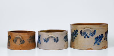 Lot of Three: Attrib. Richard Remmey, Philadelphia, PA Stoneware Cake Crocks