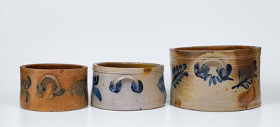Lot of Three: Attrib. Richard Remmey, Philadelphia, PA Stoneware Cake Crocks