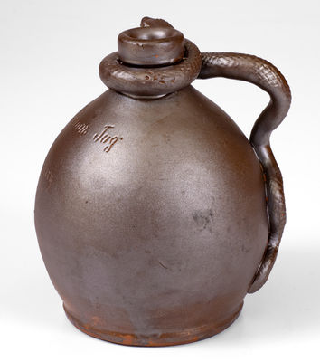 Fine Stoneware Snake Jug Inscribed 
