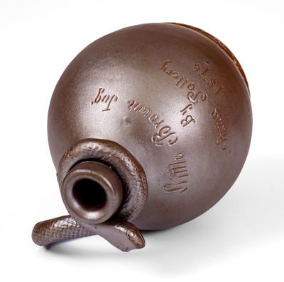Fine Stoneware Snake Jug Inscribed 