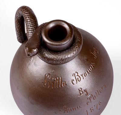 Fine Stoneware Snake Jug Inscribed 