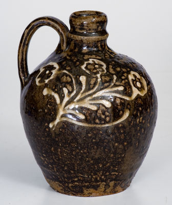 Extremely Rare Collin Rhodes, Edgefield District, SC Quart-Sized Jug w/ Elaborate Kaolin Slip Decoration