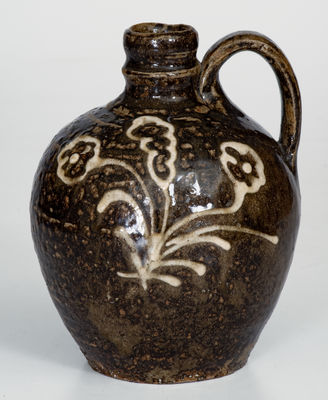 Extremely Rare Collin Rhodes, Edgefield District, SC Quart-Sized Jug w/ Elaborate Kaolin Slip Decoration