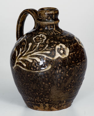 Extremely Rare Collin Rhodes, Edgefield District, SC Quart-Sized Jug w/ Elaborate Kaolin Slip Decoration