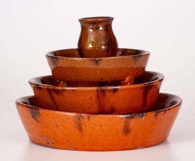 Very Rare Four-Tier Redware Serving Dish