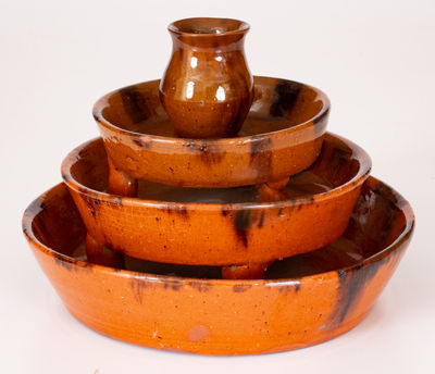Very Rare Four-Tier Redware Serving Dish
