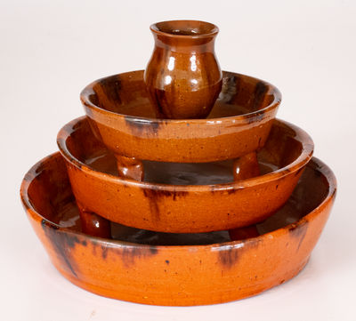 Very Rare Four-Tier Redware Serving Dish