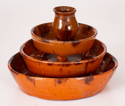 Very Rare Four-Tier Redware Serving Dish