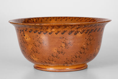 Fine Large-Sized Pennsylvania Redware Bowl w/ Profuse Sponged Manganese Decoration