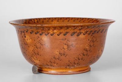 Fine Large-Sized Pennsylvania Redware Bowl w/ Profuse Sponged Manganese Decoration