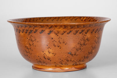 Fine Large-Sized Pennsylvania Redware Bowl w/ Profuse Sponged Manganese Decoration