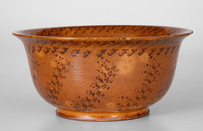 Fine Large-Sized Pennsylvania Redware Bowl w/ Profuse Sponged Manganese Decoration