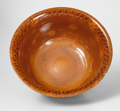 Fine Large-Sized Pennsylvania Redware Bowl w/ Profuse Sponged Manganese Decoration