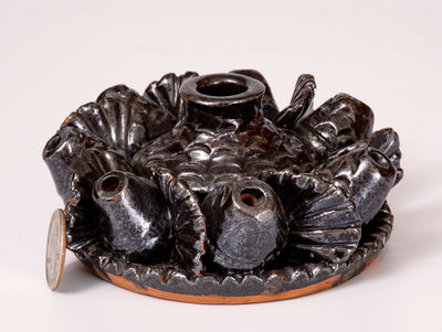 Unusual Rustic American Redware Inkwell