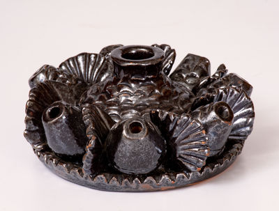 Unusual Rustic American Redware Inkwell