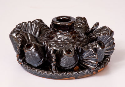 Unusual Rustic American Redware Inkwell