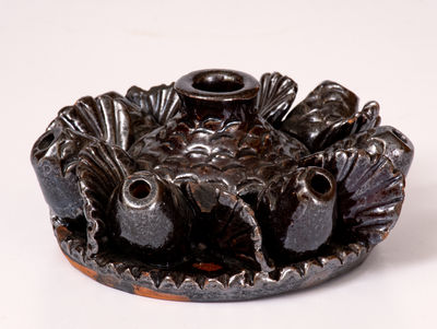 Unusual Rustic American Redware Inkwell