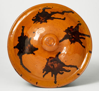 Large-Sized Lidded Redware Bowl attrib. Samuel Wetmore, Huntington, Long Island