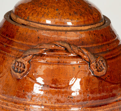 Rope-Handled Redware Lidded Jar, probably Chester County, Pennsylvania