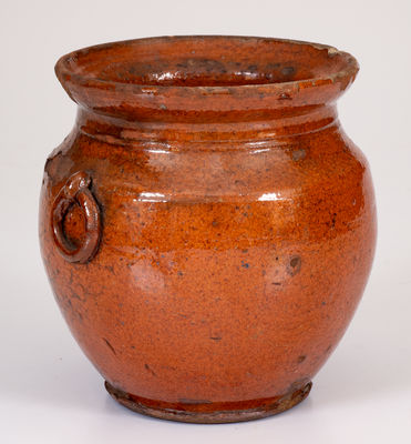 Pennsylvania Redware Sugar Bowl w/ Ring Handles