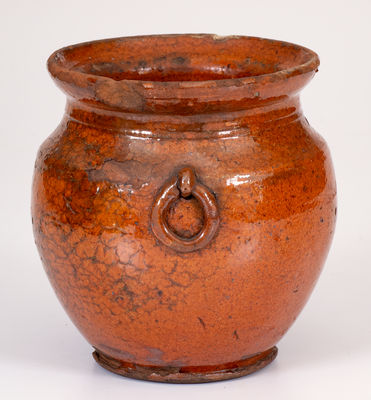 Pennsylvania Redware Sugar Bowl w/ Ring Handles