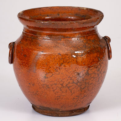 Pennsylvania Redware Sugar Bowl w/ Ring Handles