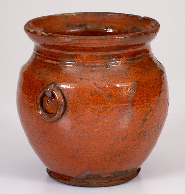 Pennsylvania Redware Sugar Bowl w/ Ring Handles