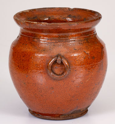 Pennsylvania Redware Sugar Bowl w/ Ring Handles