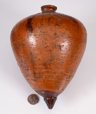 Large-Sized American Redware Bank in the Form of a Top