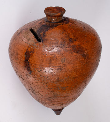 Large-Sized American Redware Bank in the Form of a Top