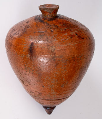 Large-Sized American Redware Bank in the Form of a Top