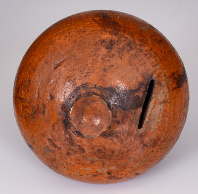 Large-Sized American Redware Bank in the Form of a Top