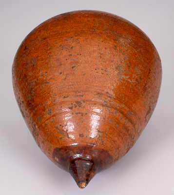 Large-Sized American Redware Bank in the Form of a Top