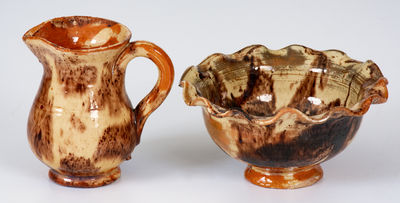 Miniature Redware Pitcher and Bowl Set, Wincester, VA or Thurmont, MD (Bacher / Kern)