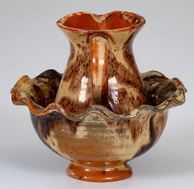 Miniature Redware Pitcher and Bowl Set, Wincester, VA or Thurmont, MD (Bacher / Kern)
