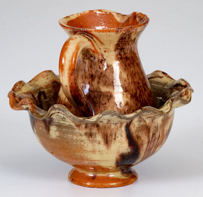 Miniature Redware Pitcher and Bowl Set, Wincester, VA or Thurmont, MD (Bacher / Kern)